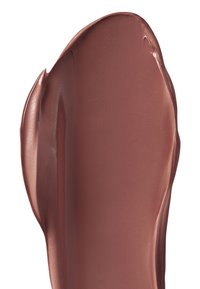 Brązowy krem o gładkiej, błyszczącej konsystencji, uformowany w kształt próbki, z subtelnymi wariacjami odcienia i eleganckim wykończeniem.