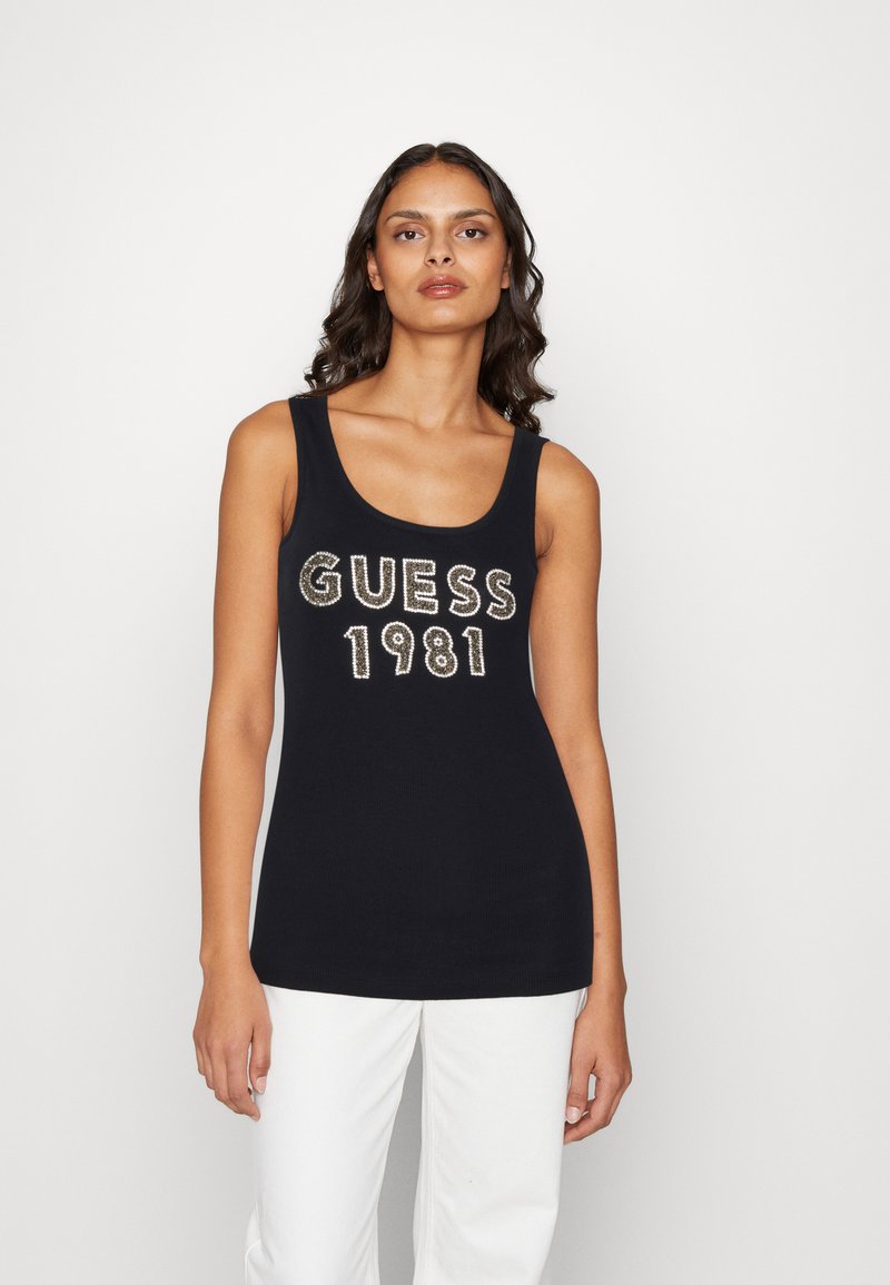 Guess LOGO TANK Top jet black/zwart Zalando.nl