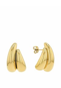 Guldtonade örhängen med en rundad, abstrakt form och en jämn, blank yta samt en iögonfallande bakfäste.