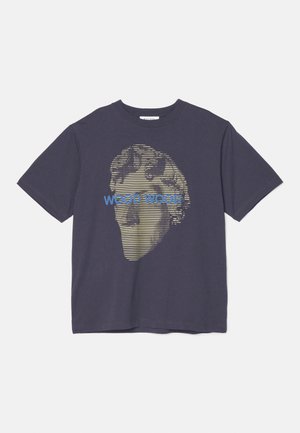 WOOD WOOD HAIDER STRIPED FACE - T-shirts print - anthracite