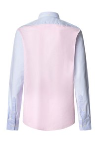 Langarmshirt met een roze achterkant en een lichtblauwe gestreepte voorkant. Klassieke kraag met knopenmanchetten, van glad katoen.
