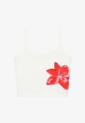 PULL&BEAR, STRAPPY FLORAL - TOP - Felső - white