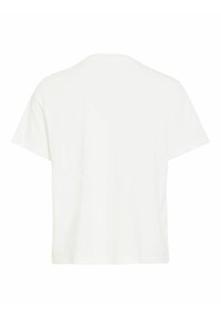 T-shirt blanc uni à manches courtes vu de dos, avec un col rond et une coupe décontractée.