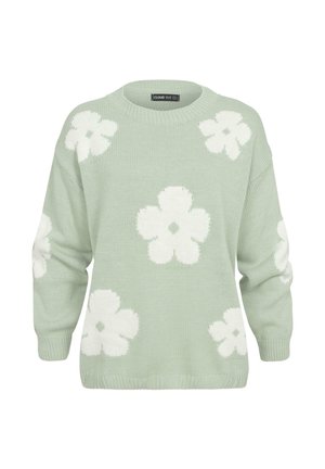 Cloud 5ive CREWNECK WITH FLOWERS - Džemperis - mint white