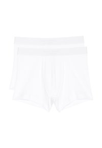 Boxer shorts bianchi realizzati in tessuto morbido. Presentano un cinturino con logo senza motivi né accenti. Articolo presentato in confezione da due.