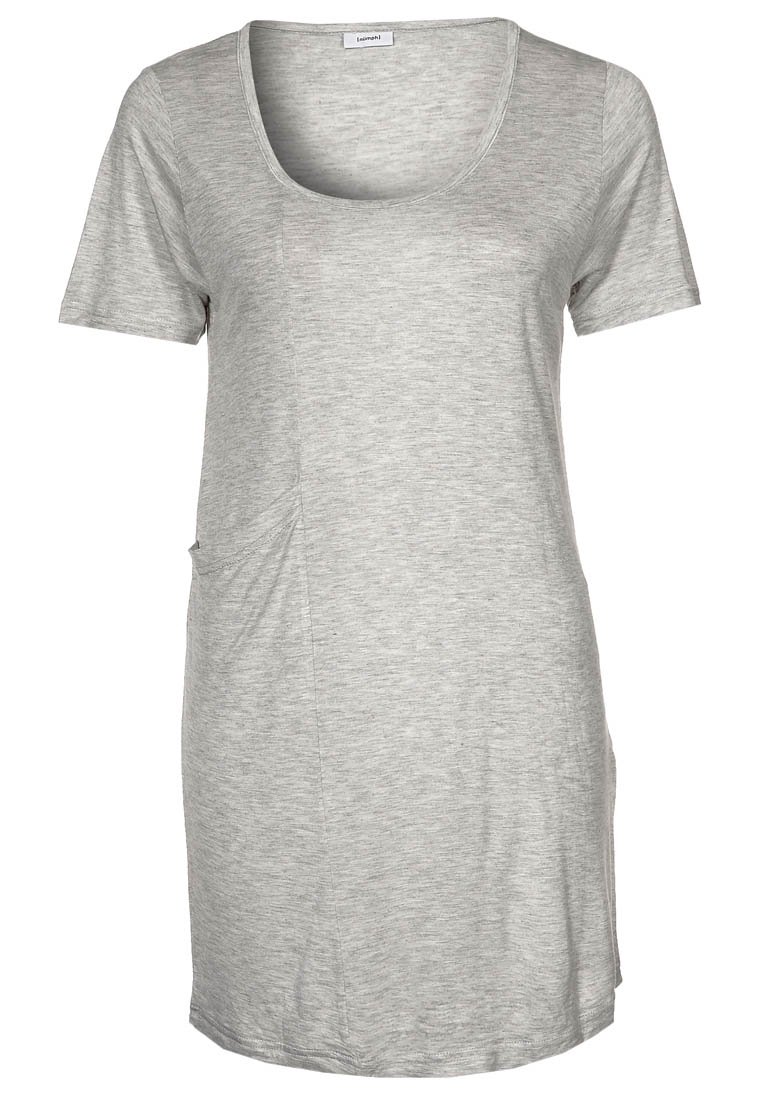 Abito t-shirt grigio chiaro con scollatura rotonda, maniche corte e tasca laterale. Realizzato in un morbido tessuto testurizzato. Taglio casual.