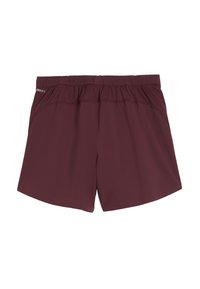 Burgundi sporditrikoode lühikesed püksid elastse vöökohtaga, külgpanelide detailide ja väikese logoga vasakul esiküljel.