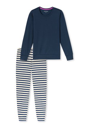 Schiesser, SCHLAFANZUG LANG - CASUAL ESSENTIALS SET - Nachtwäsche Set - blue