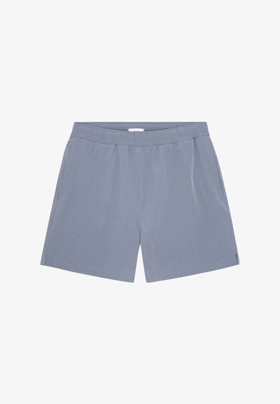 Light blue casual shorts with elastic waistband, side pockets, and small "NN.07" logo on the lower right leg.