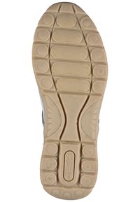 Suola della scarpa caratterizzata da una suola in gomma beige con motivi circolari e testurizzati, contrassegnata con informazioni sulle taglie: UK 3.5, EU 37, US 6.