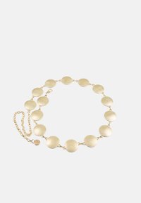 CHAIN BELT WITH ROUND ORNAMENTS AND LOGO PLATES - Centură - light gold-coloured