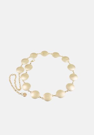 CHAIN BELT WITH ROUND ORNAMENTS AND LOGO PLATES - Pásky do pasu  - light gold-coloured