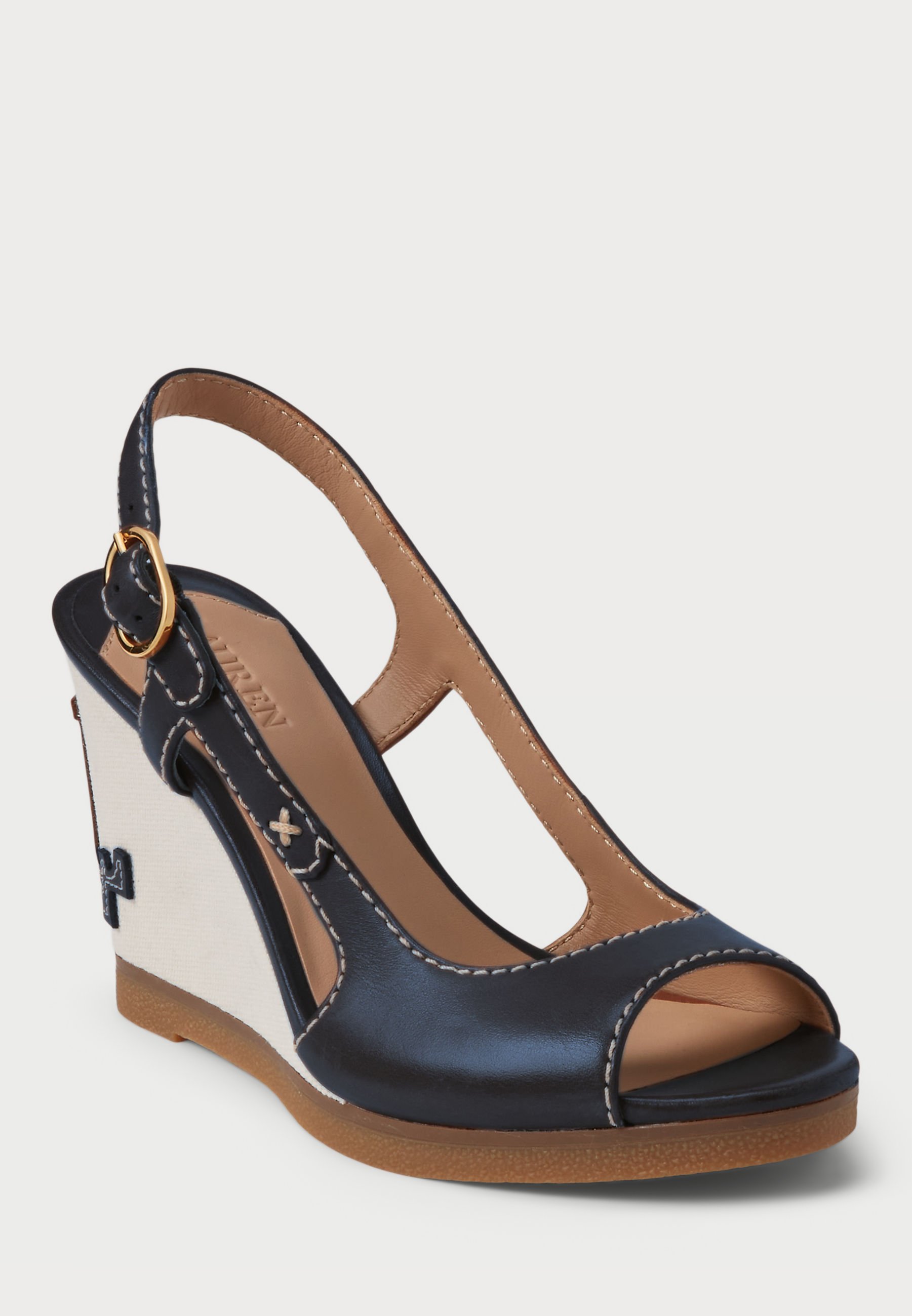 Ralph Lauren ロニ ロゴ ウェッジソール サンダル Roni Lauren Ralph Lauren RONI NAPPA LEATHER SANDAL - Wedge
