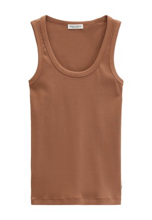Marc O'Polo, TOP, DEEP ROUND NECK - Top - burnt brown