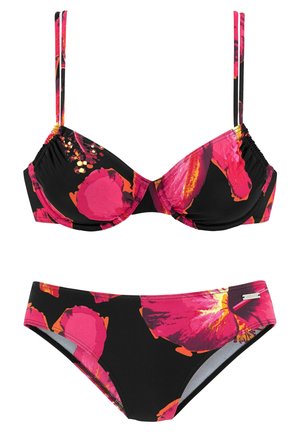 LASCANA SET - Bikini - schwarz/bedruckt