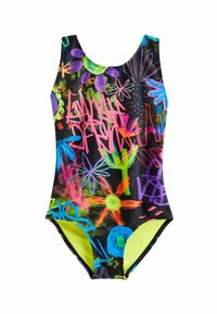 Next - REGULAR FIT - Maudymosi kostiumėlis - black graffiti floral Miniatiūros vaizdas 1