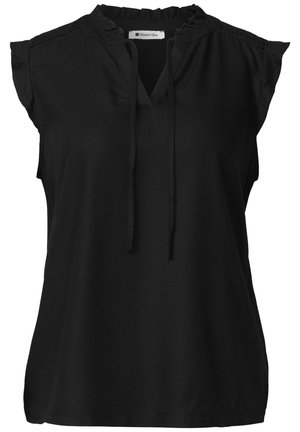 Street One, TOP WITH TEXTURED MIX AND CROCHET-DETAILS - Blouse - black