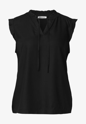 Street One, TOP WITH TEXTURED MIX AND CROCHET-DETAILS - Blouse - black