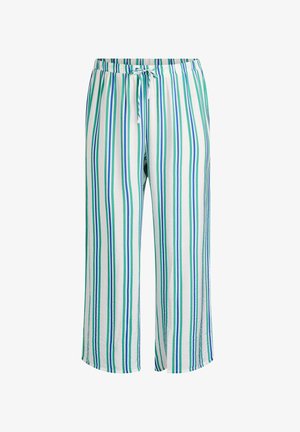 Zizzi, GESTREIFTE HOSE MIT HOHER TAILLE UND WEITEN BEINEN - Stoffhose - vanille