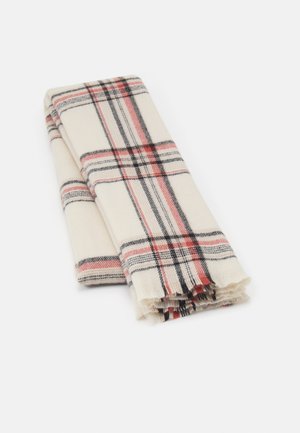 Scarf - beige/dark red/black