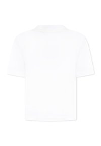 Witte T-shirt met korte mouwen, ronde halslijn, zachte katoenmaterialen, naadloos achterontwerp zonder patronen of accenten.