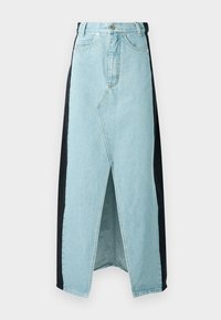MAXI SKIRT CONTRAST SIDE LINES - Fustă denim - light blue/black