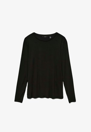 Svart langermet skjorte med rund halslinning. Mykt stoff, avslappet passform og rett kant. Har minimale sømmer for et rent utseende.