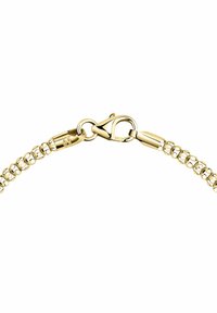 Goldkettchenarmband mit runden Gliedern, ausgestattet mit einem sicheren Karabinerverschluss und einer polierten Oberfläche. Das Gesamtdesign ist schlank und modern.
