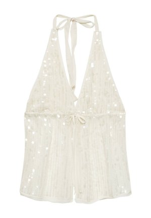 PULL&BEAR, SEQUINNED HALTER - TOP - Débardeur - white