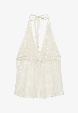 PULL&BEAR, SEQUINNED HALTER - TOP - Débardeur - white