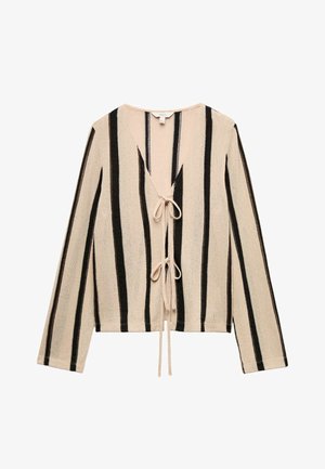 Marks & Spencer, STRIPED TIE FRONT TOP. - Cardigan - natural mix