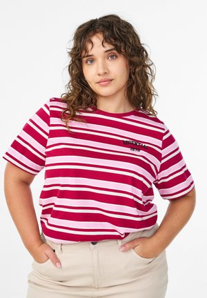 AUS  MIT STREIFEN - Trükipildiga T-särk - brown rosa stripe
