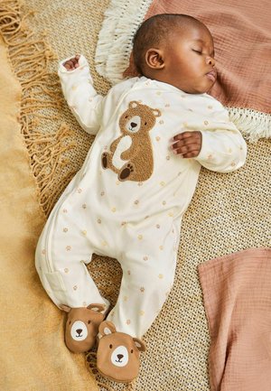 BEAR APPLIQUE ZIP - Pijama de bebé - cream