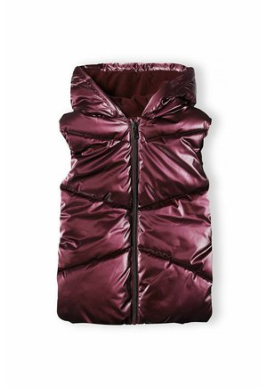 LONG PUFFER WITH HOOD - Vest - berry