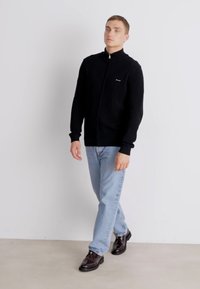 GANT COTTON ZIP CARDIGAN - Strickjacke - black