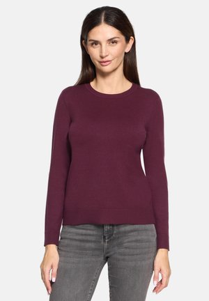 BASIC MIT RUNDHALSAUSSCHNITT - Maglione - dark aubergine