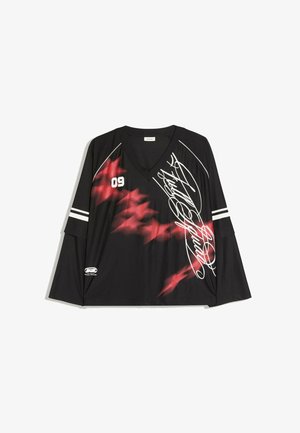 Bershka, OVERSIZED DOUBLE SLEEVE PRINTED - T-SHIRT - Langarmshirt - black