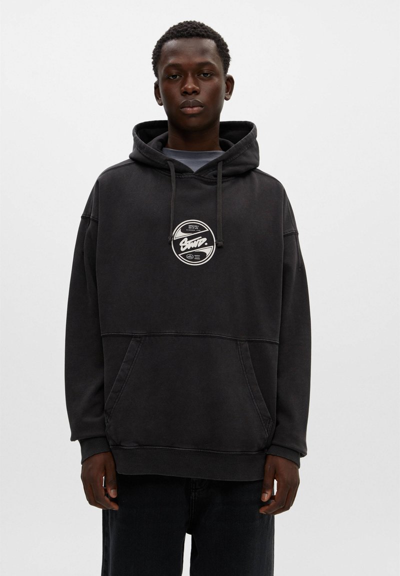 PULL&BEAR FADED STWD Mikina s kapucňou mottled black/melírovaná