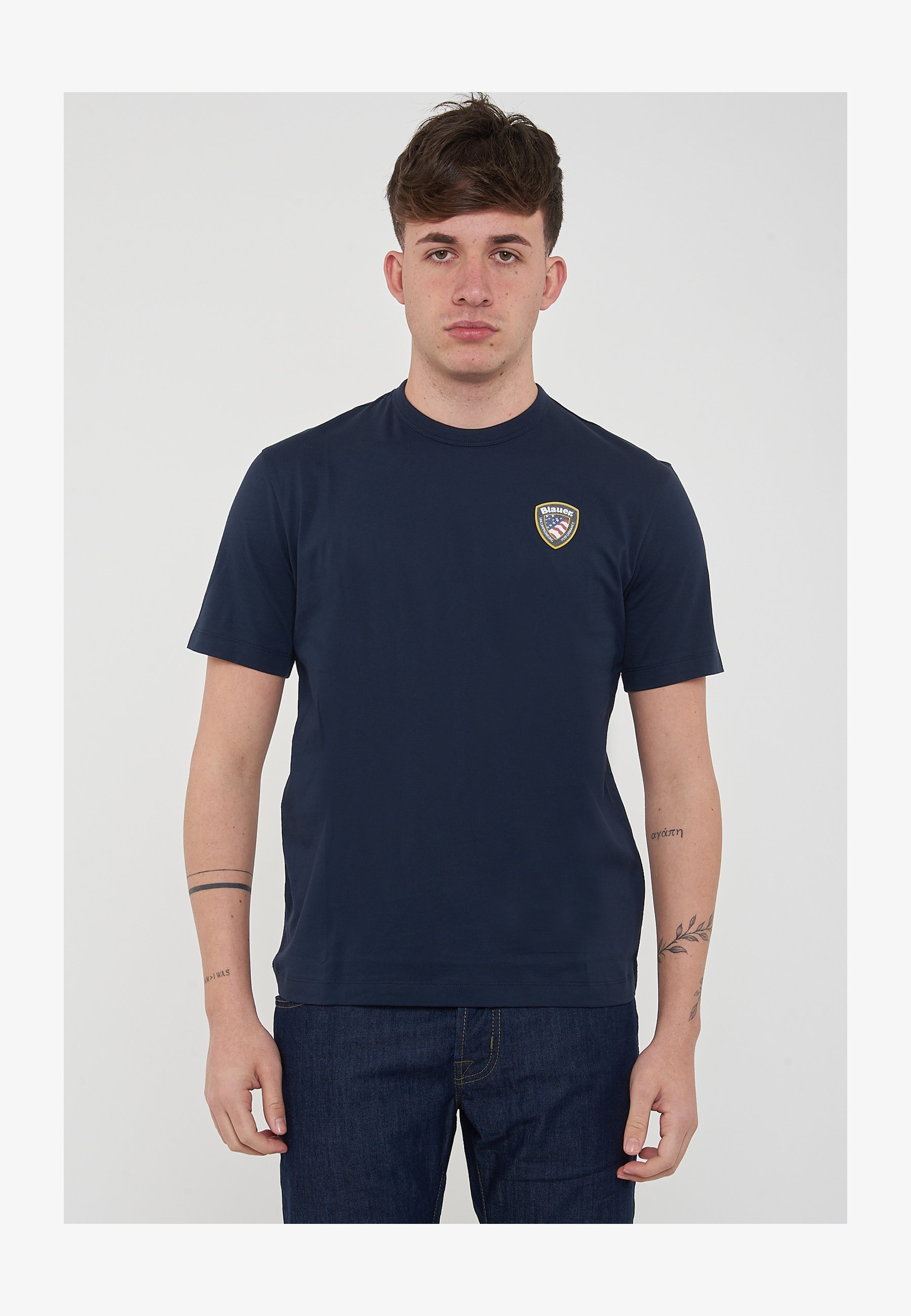 T-Shirt Uomo Taktik Fuchs - 100% Cotone, Colore Blu Marino, Taglia S