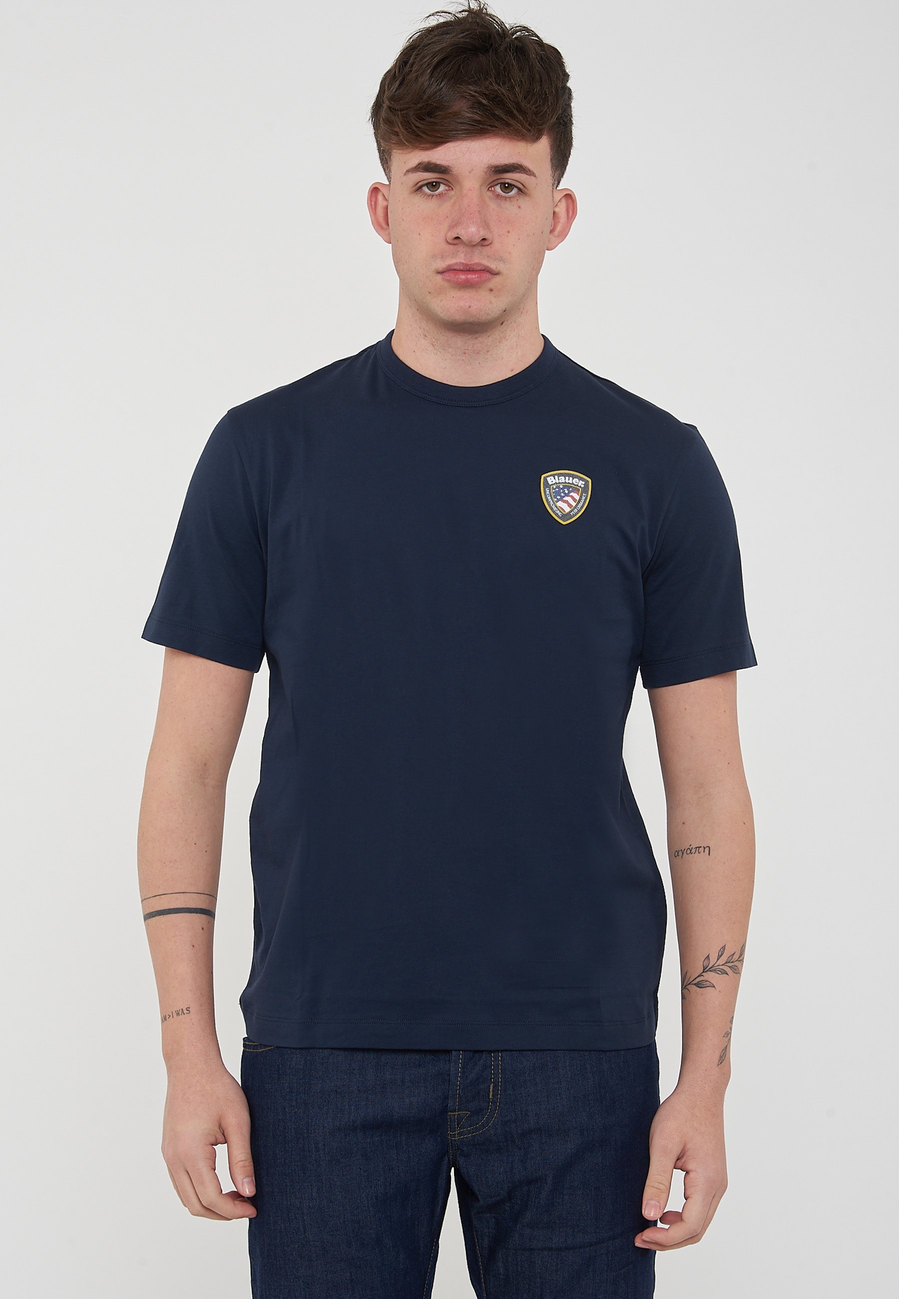 T-Shirt Uomo Taktik Fuchs - 100% Cotone, Colore Blu Marino, Taglia S