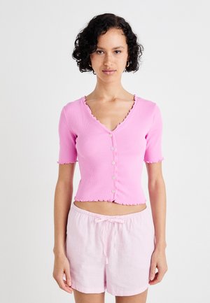 ONLY ONLLAILA BUTTON - Basic T-shirt - fuchsia pink