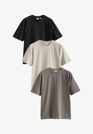 Next HEAVYWEIGHT 3 PACK - Tricou basic - mushroom brown ecru