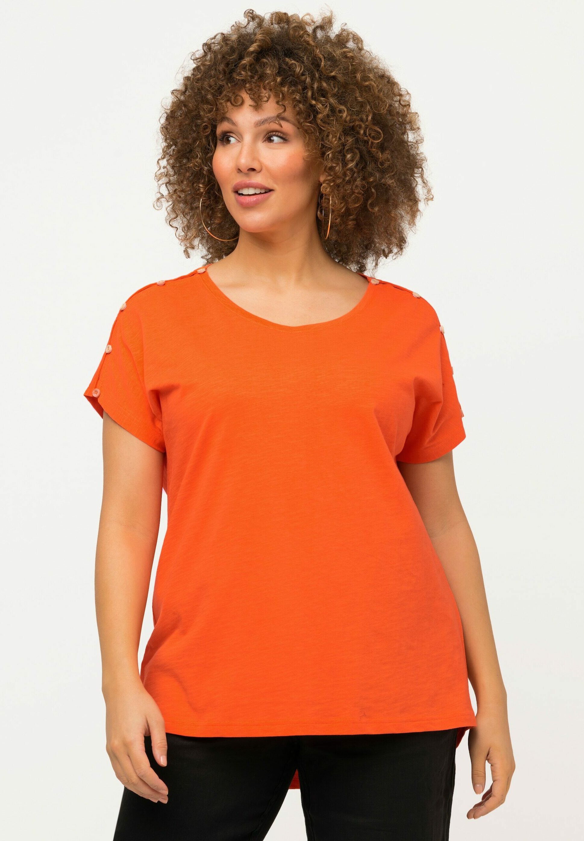 Ulla Popken Damen T-Shirt 2er-Pack – Aus Bio-Baumwolle, V-Ausschnitt, Halbarm, Figurbetonte Passform