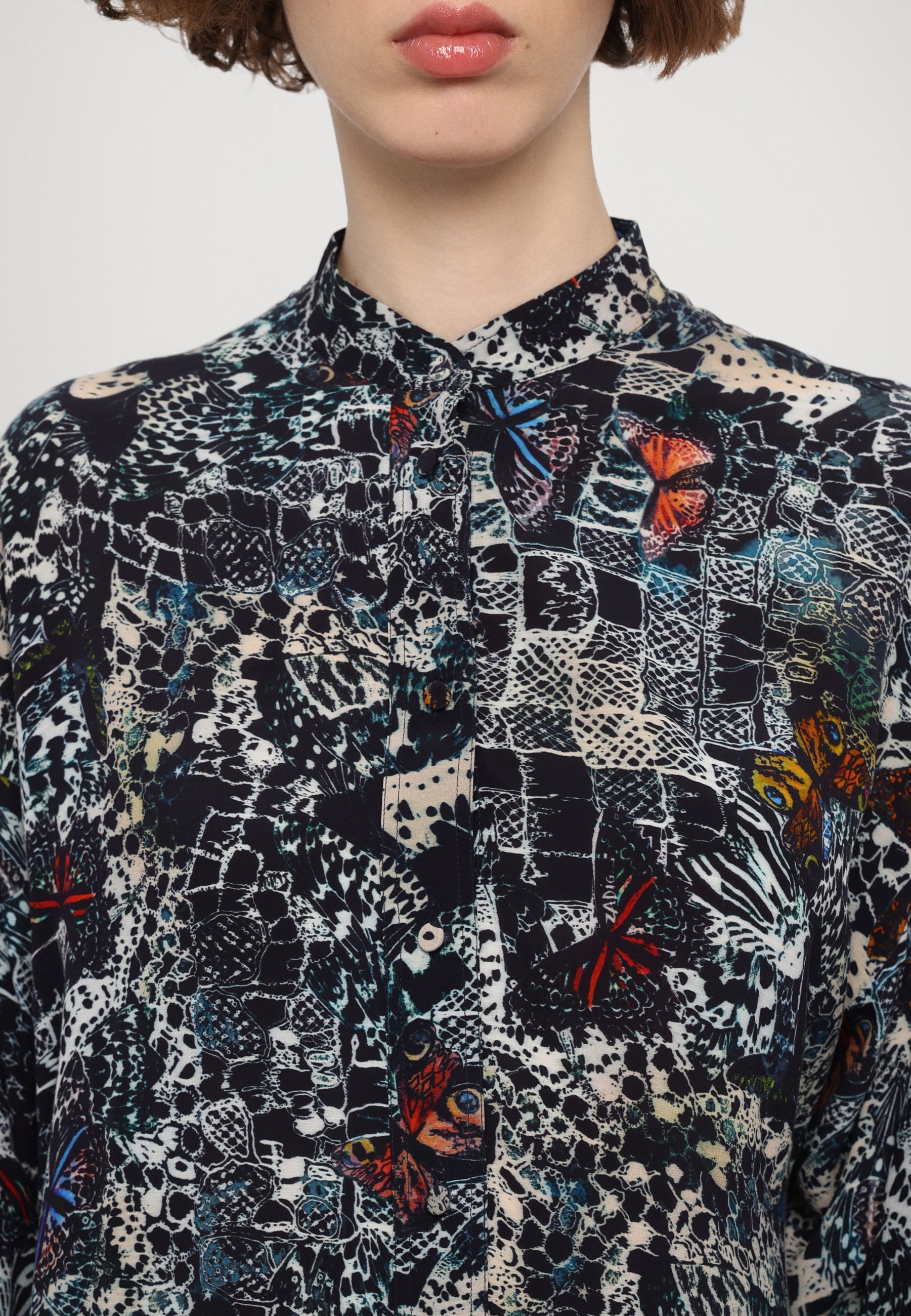売れ筋商品|||ザディグ エ ヴォルテール シャツ レディース トップス TRUETT SOFT BUTTERFLIES - Button-down blouse - encre Zadig & Voltaire Truett Soft Butterflies Button-Front Shirt