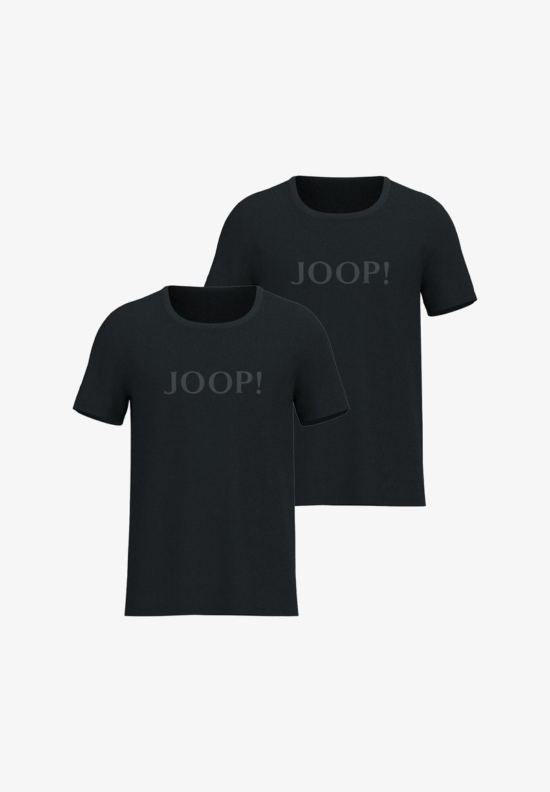 Camisetas negras con cuello redondo y mangas cortas. En la parte frontal aparece un logo discreto de "JOOP!" en un tono más claro.