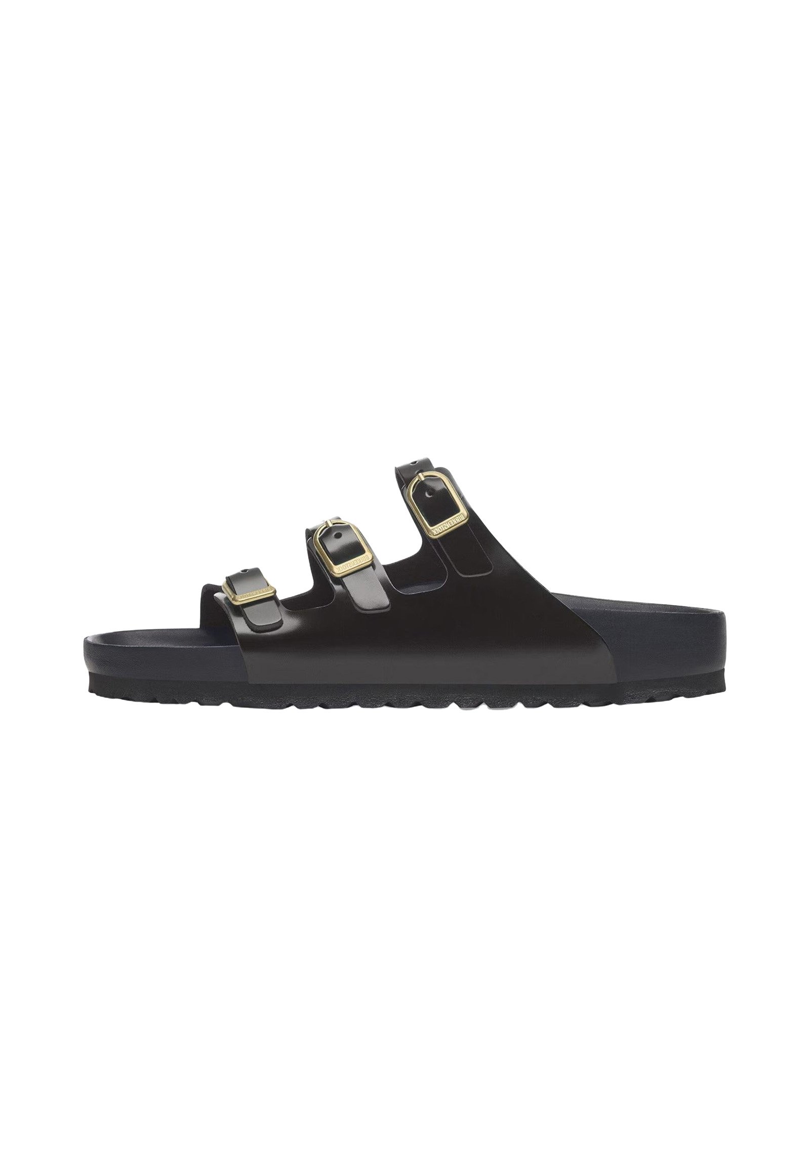 BIRKENSTOCK SLOBE別注Florida FR LENB Black Birkenstock FLORIDA FR D-BUCKLE EXQ LENA HS BLACKS NARROW - Šľapky