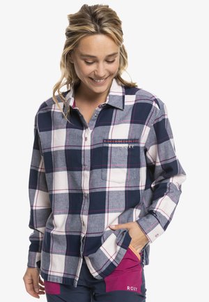 Button-down blouse - mood indigo plaid party