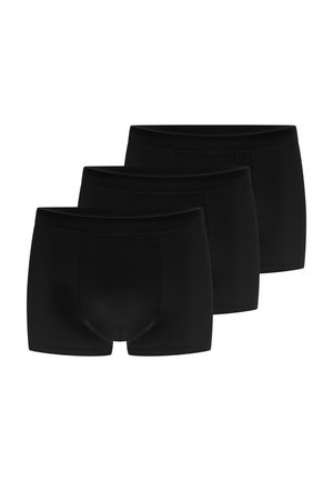 Drie zwarte boxershorts voor heren naast elkaar weergegeven op een witte achtergrond.