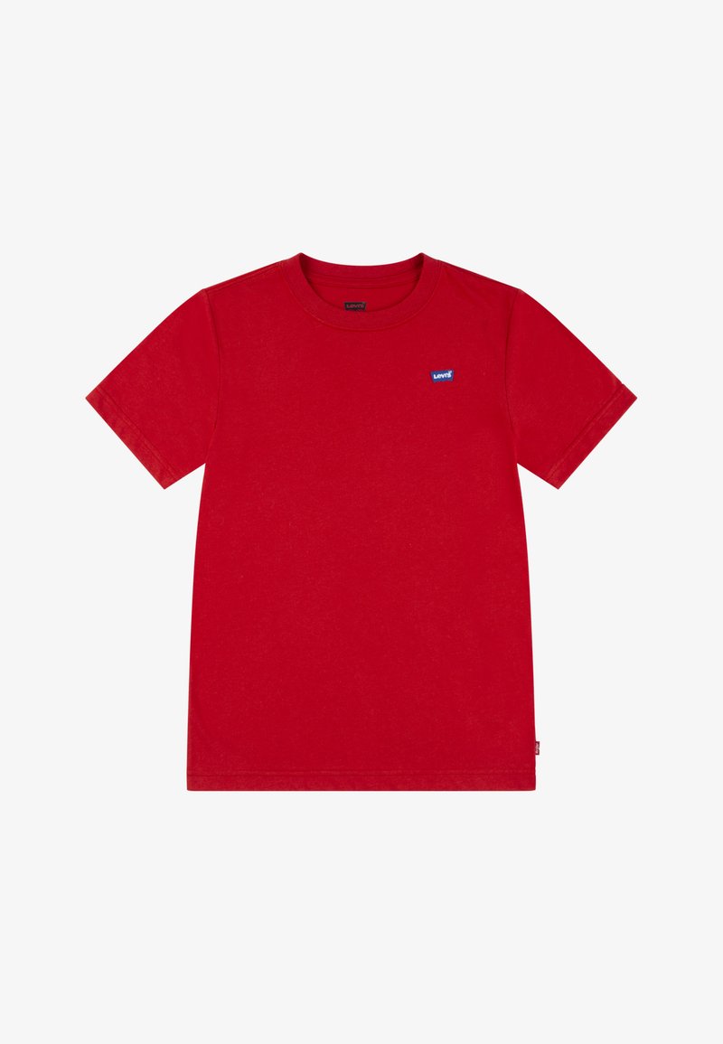 Rød bomulls T-skjorte med rund hals og korte ermer. Har et lite blått Levi's-logo merke på venstre brystområde.
