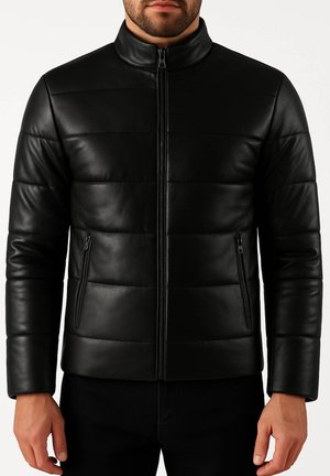 PUFFER - Leather jacket - black